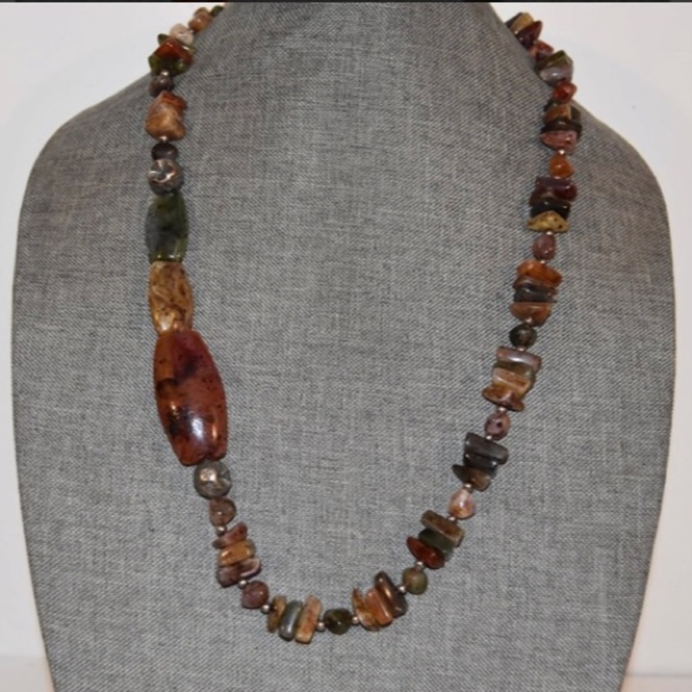 Vintage multi size Natural Stone Necklace 27"